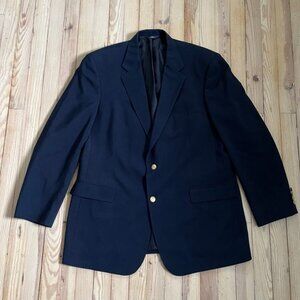 Brooks Brothers Men's Navy Blue Blazer Gold Buttons‎ Classic Business  100% Wool